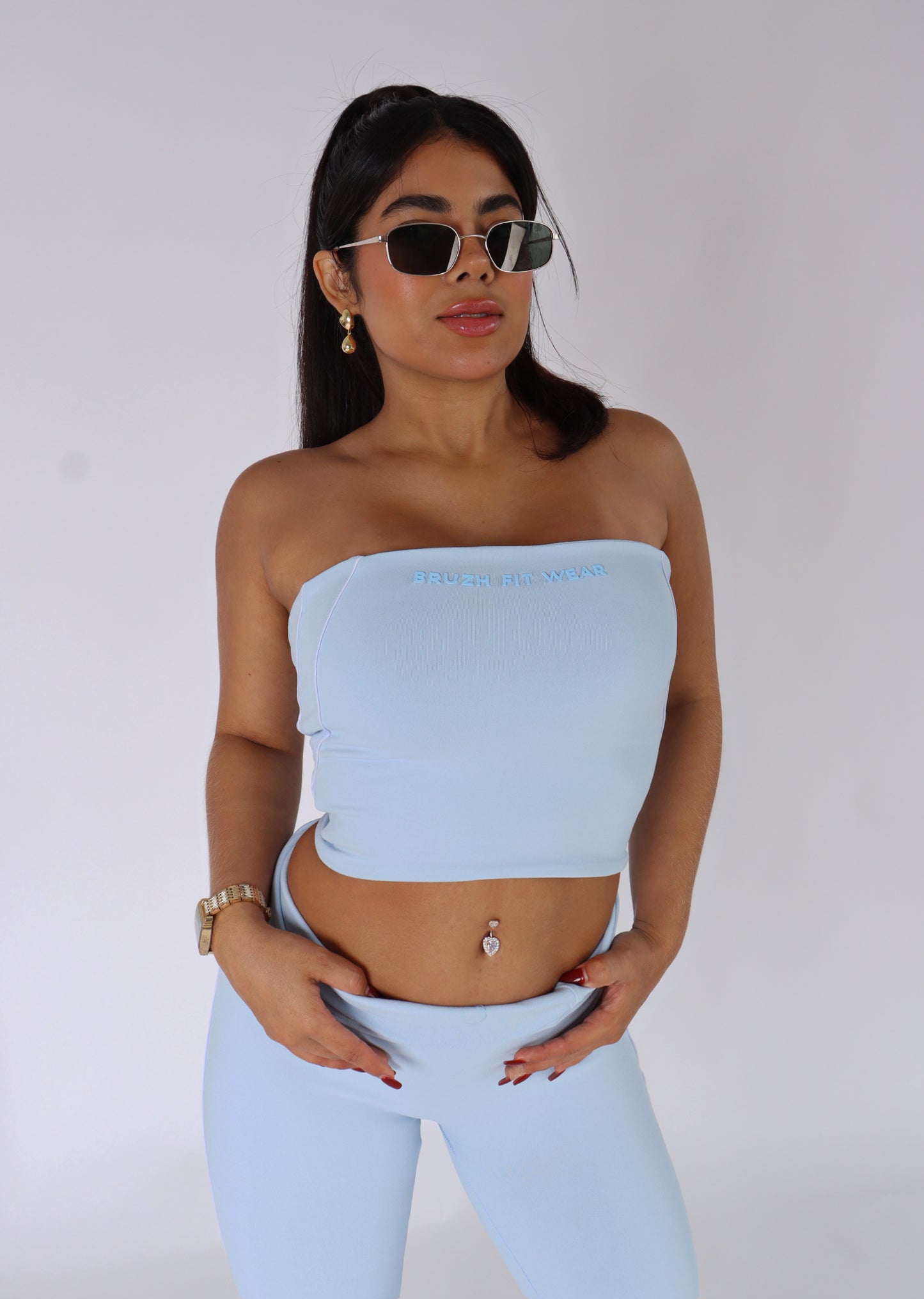 Soft baby blue strapple top