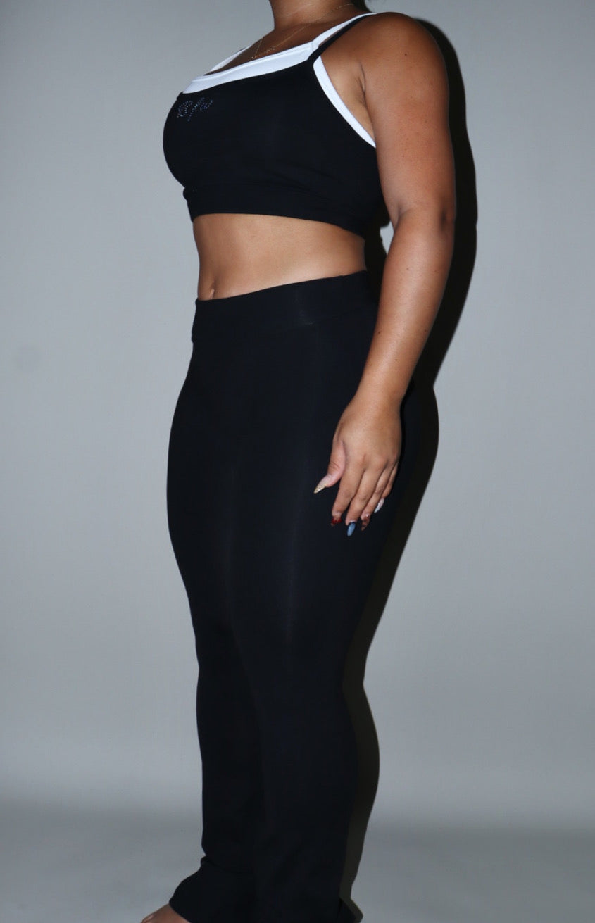 Black and white layered crop top