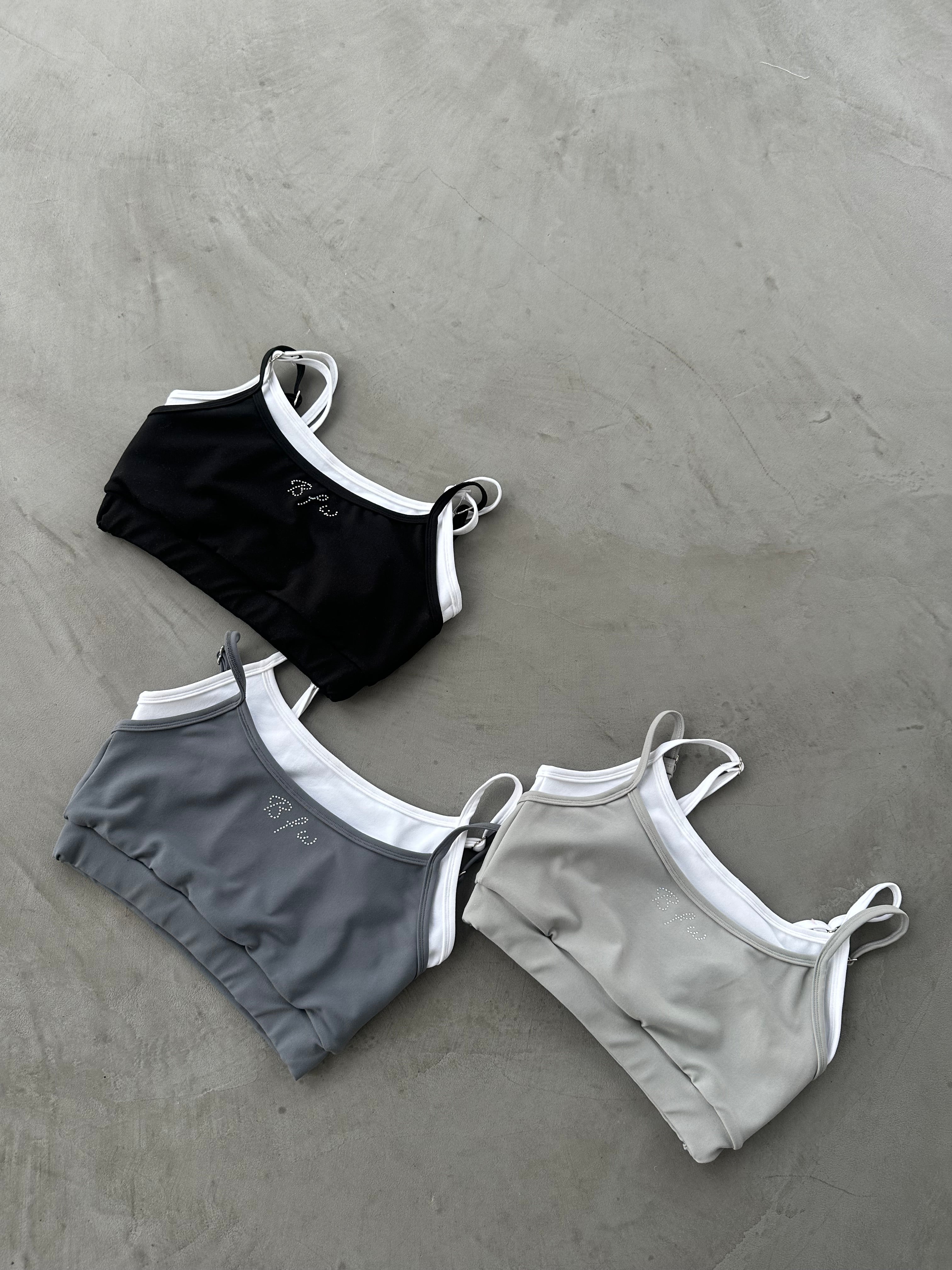 Gray layered crop top