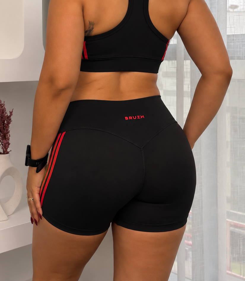 Sporty top black + red