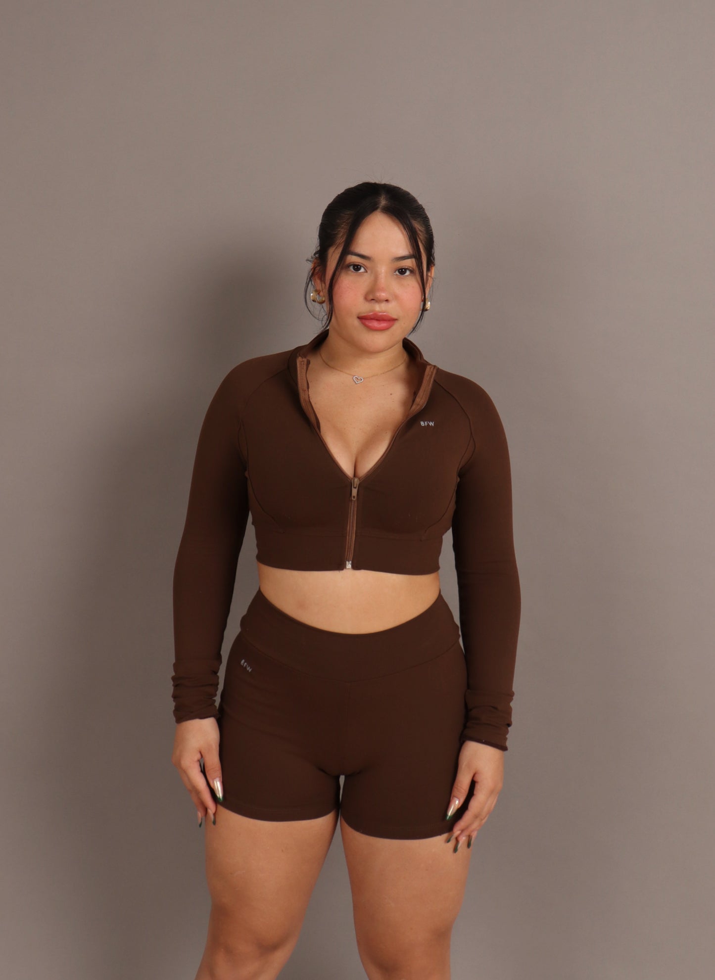 CROPPED GYM JACKET CHOCOLATTE