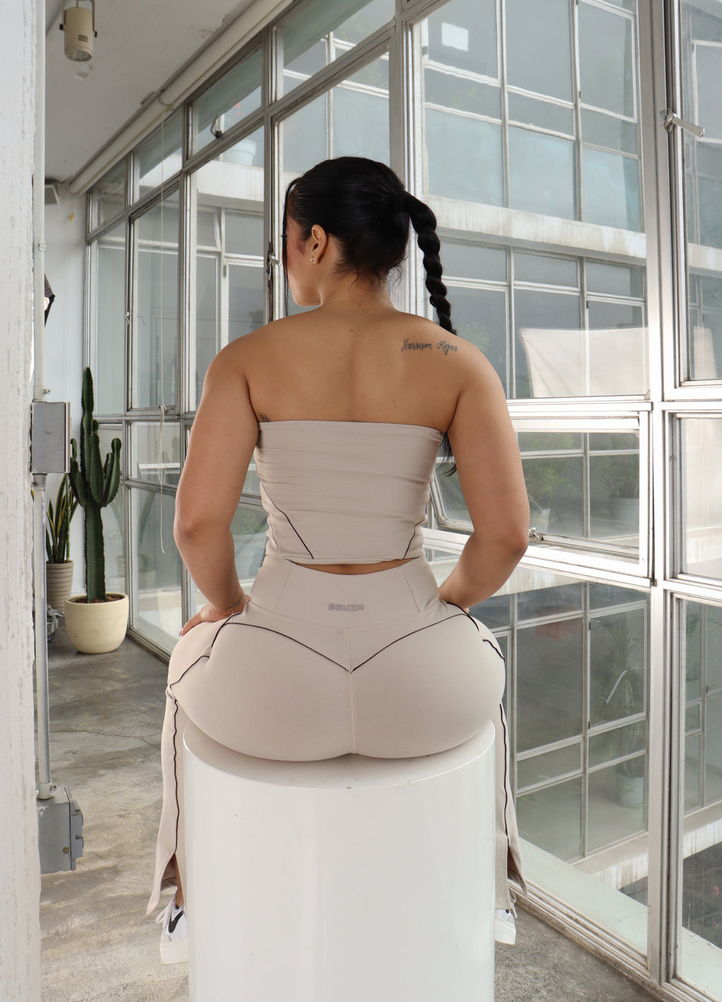 Soft beige strapple top