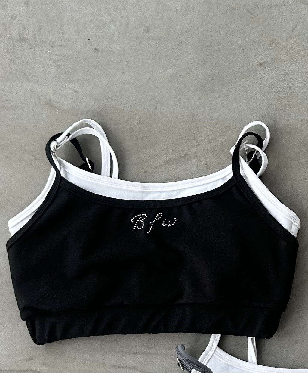 Black and white layered crop top