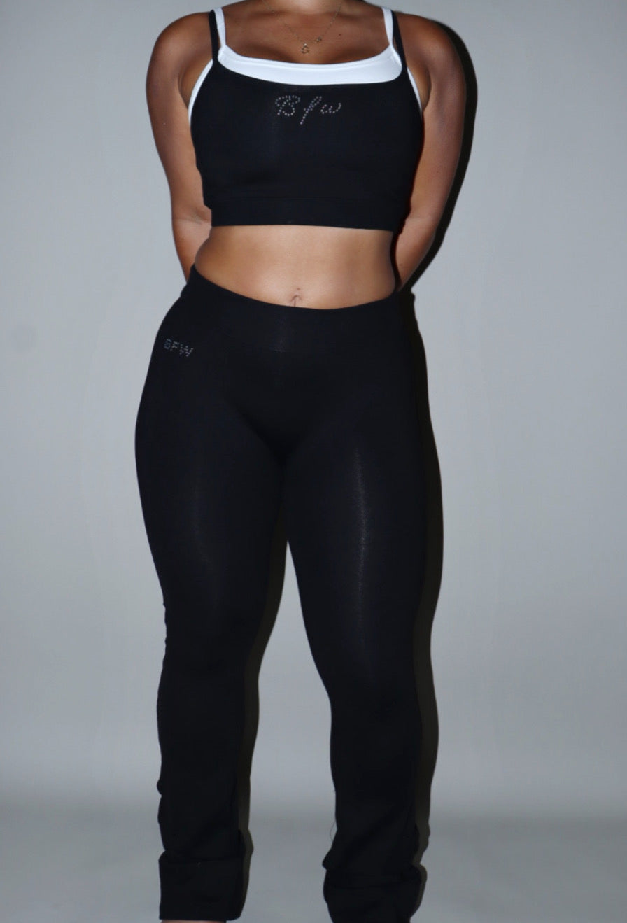 Black and white layered crop top