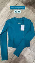 Soft verde cerceta tshirt manga larga