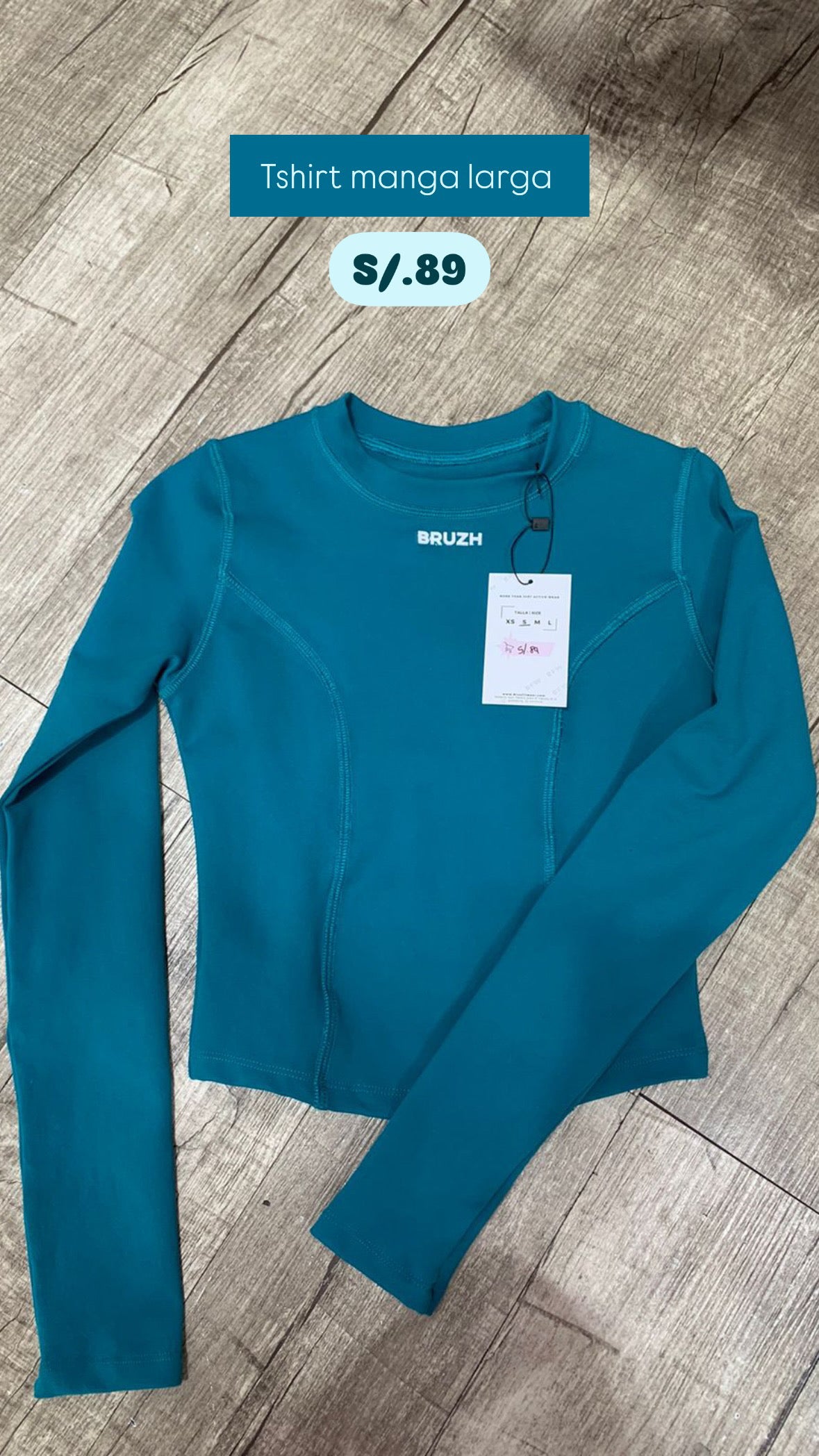 Soft verde cerceta tshirt manga larga