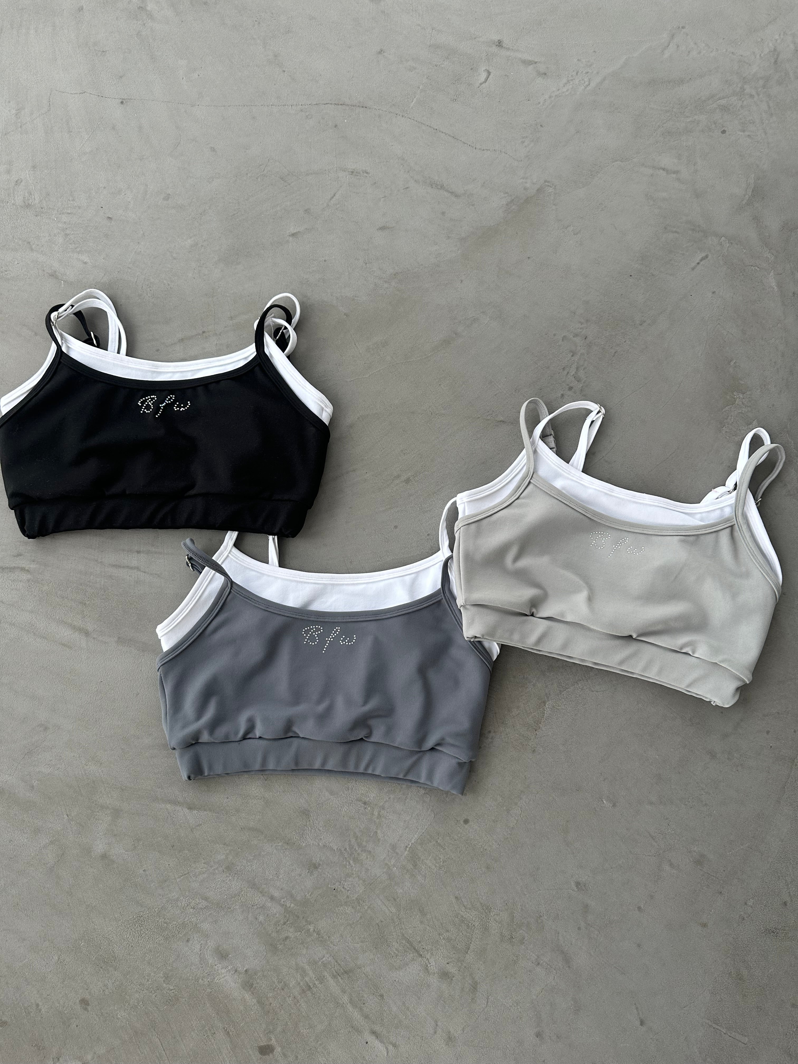 Gray layered crop top