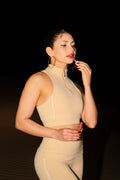 CREAM ZIPPER TANK TOP