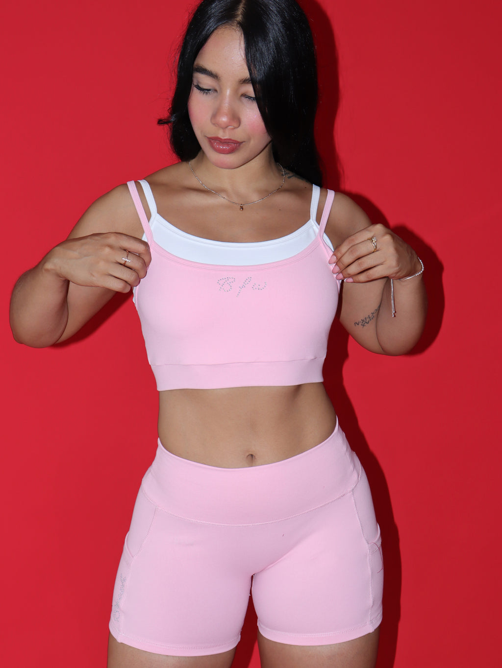 Strawberry milk layered crop top