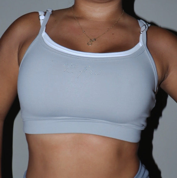 Gray layered crop top