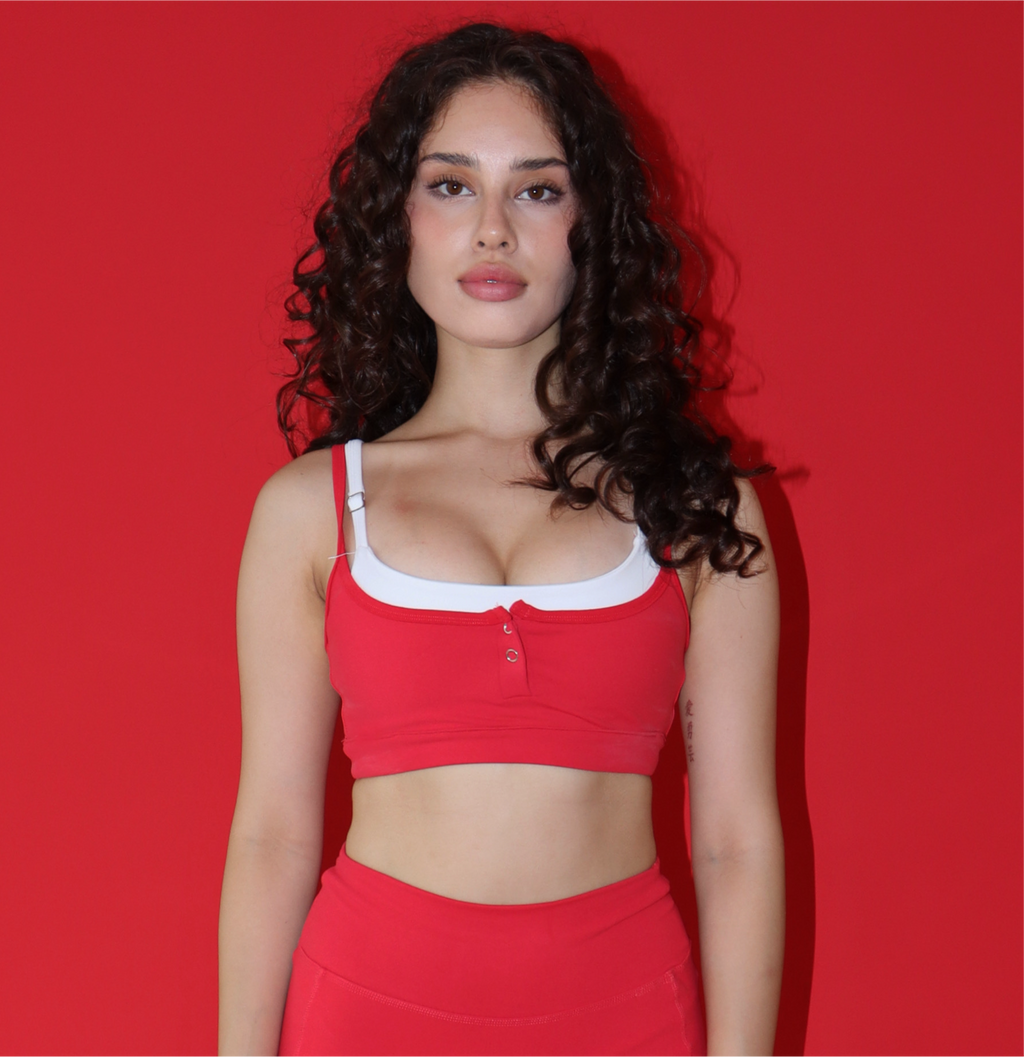 Rubí red layered sport bra