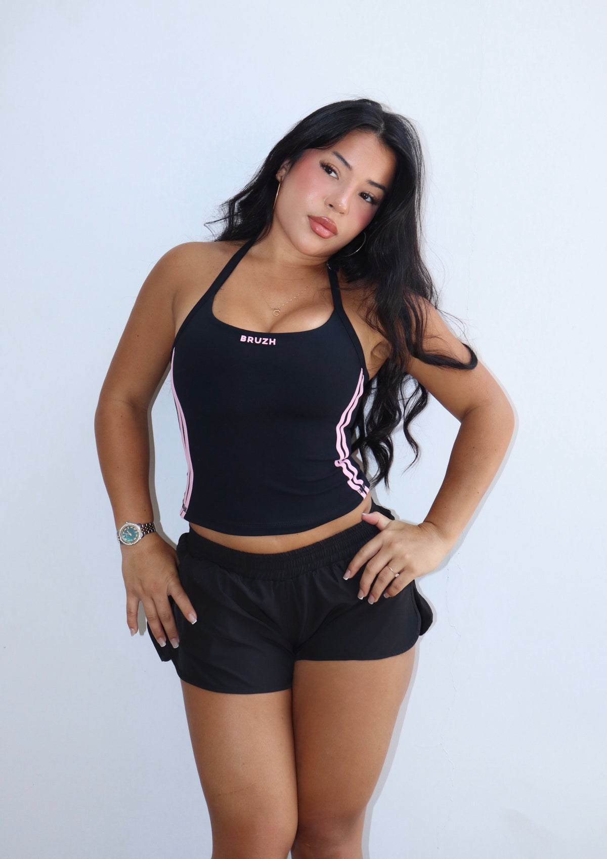 Sporty halter Vividi black pink