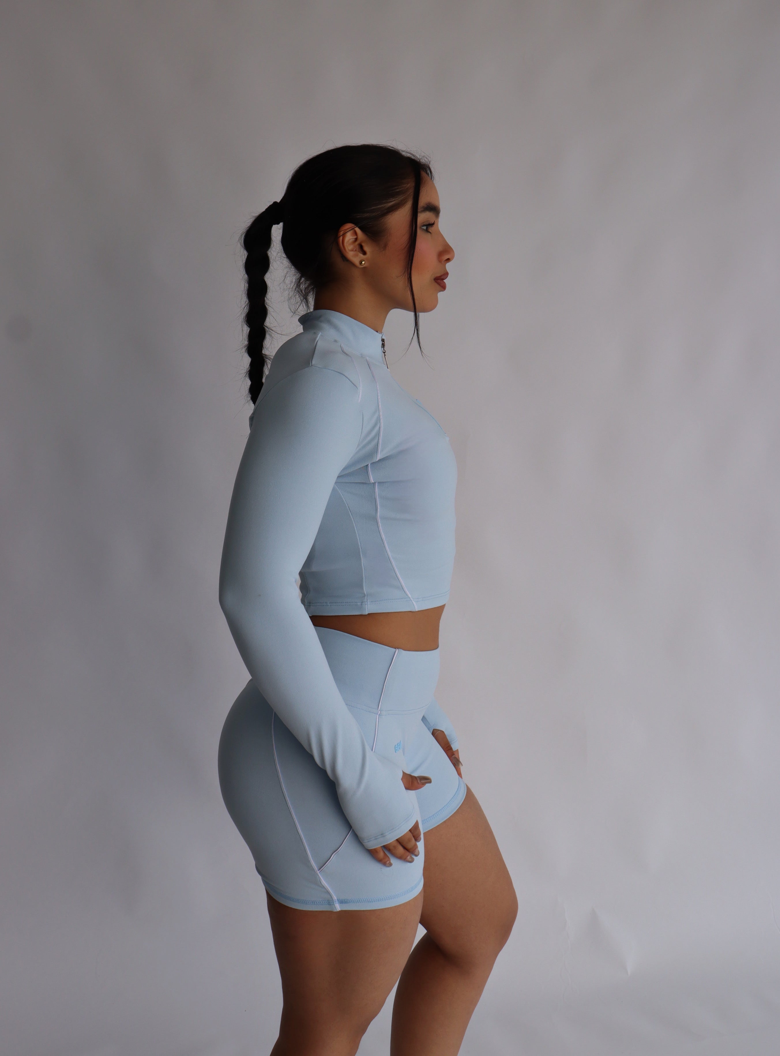 Soft baby blue cropped jacket