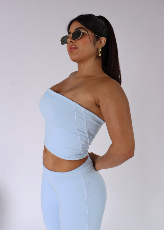 Soft baby blue strapple top