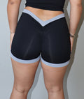 Black + gray mini v short