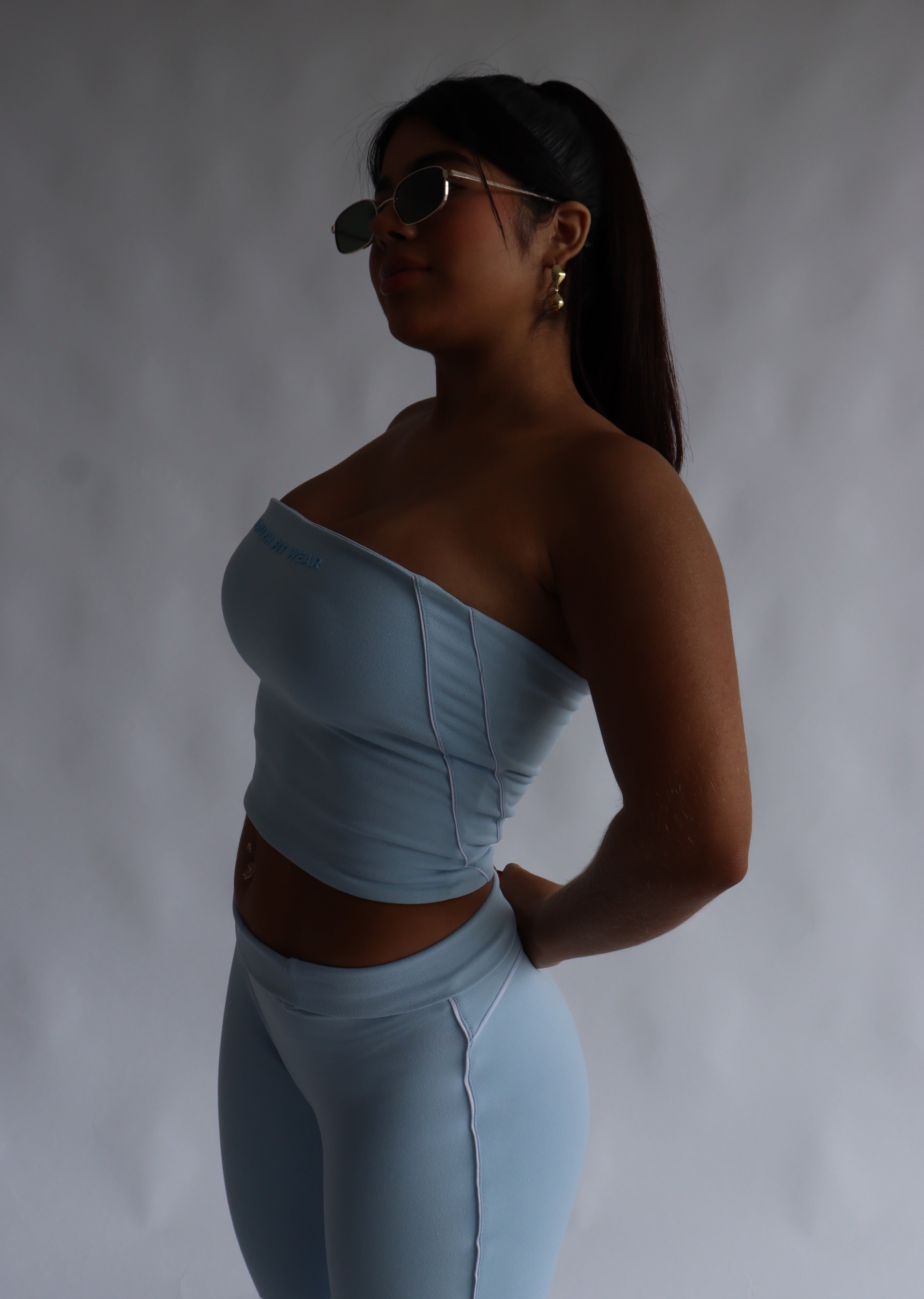 Soft baby blue strapple top