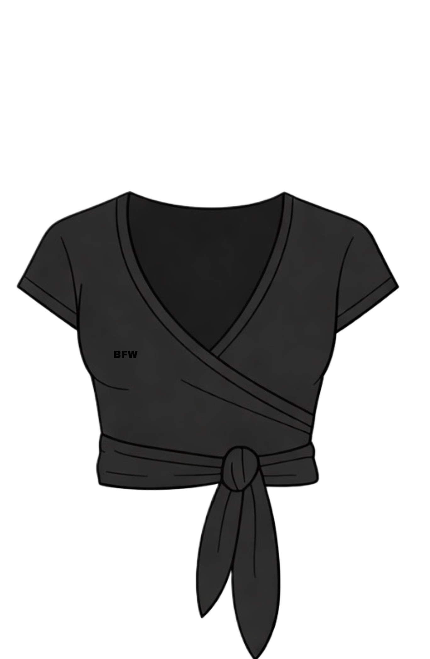 WRAP TOP MANGA CORTA BLACK