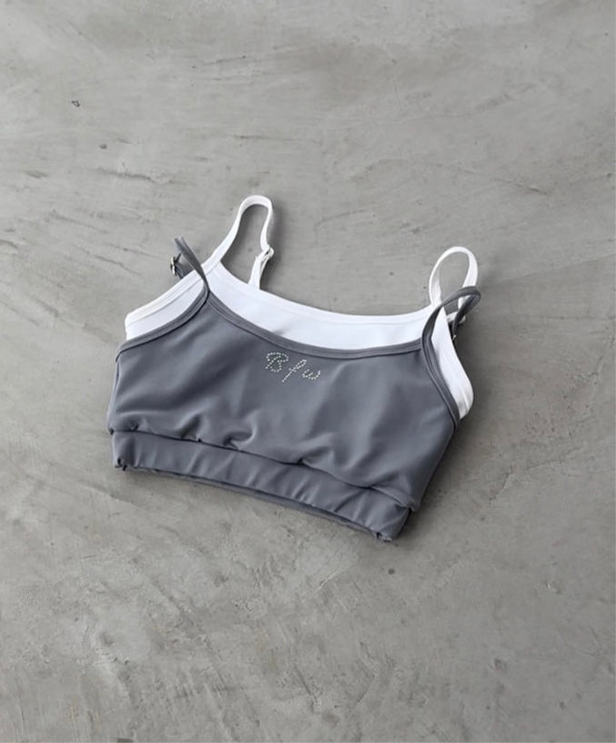 Gray layered crop top