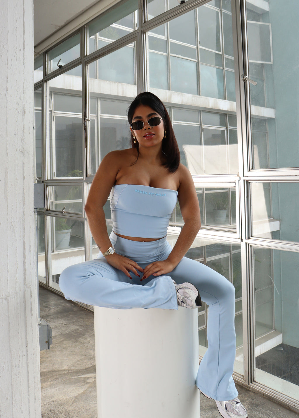 Soft baby blue strapple top