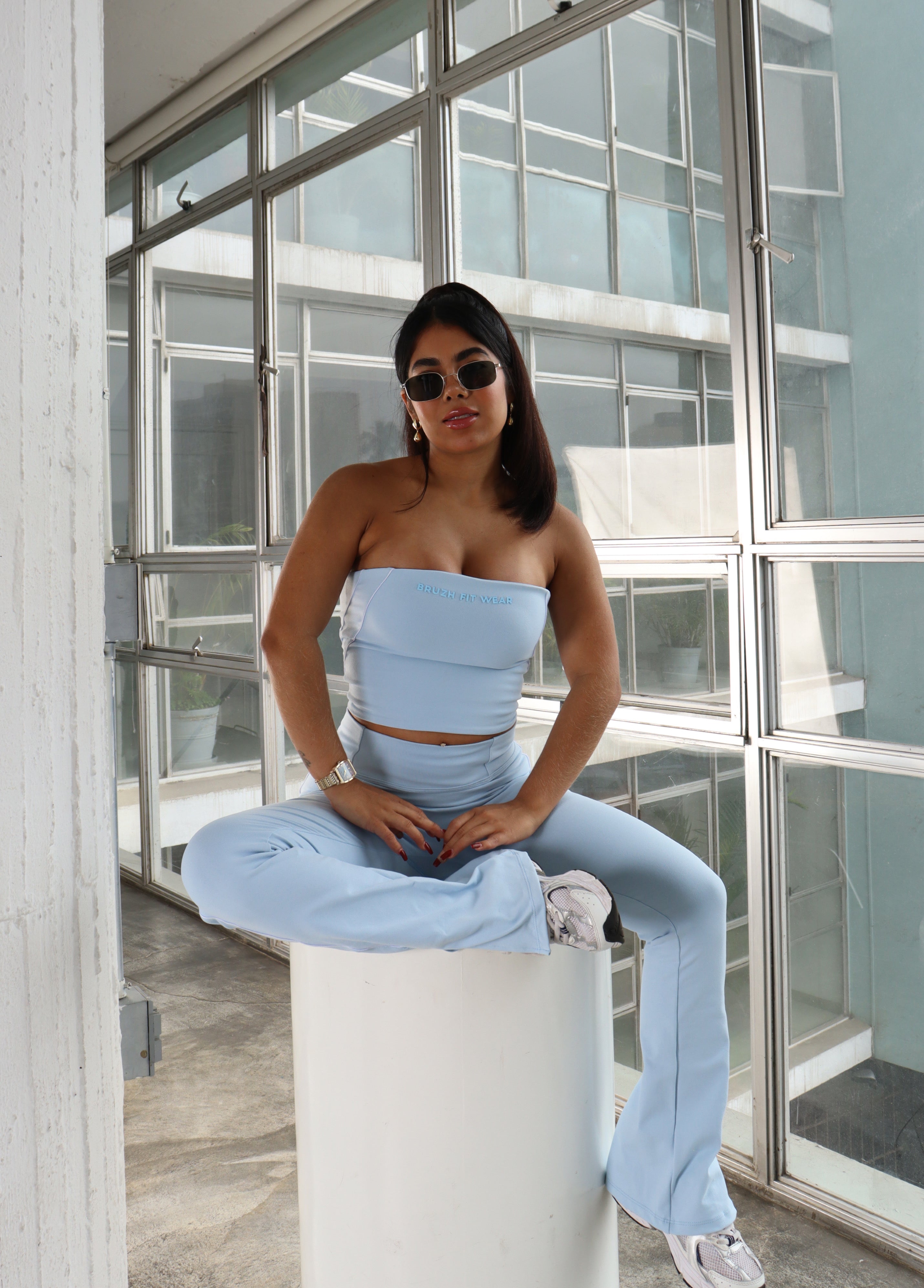 Soft baby blue strapple top