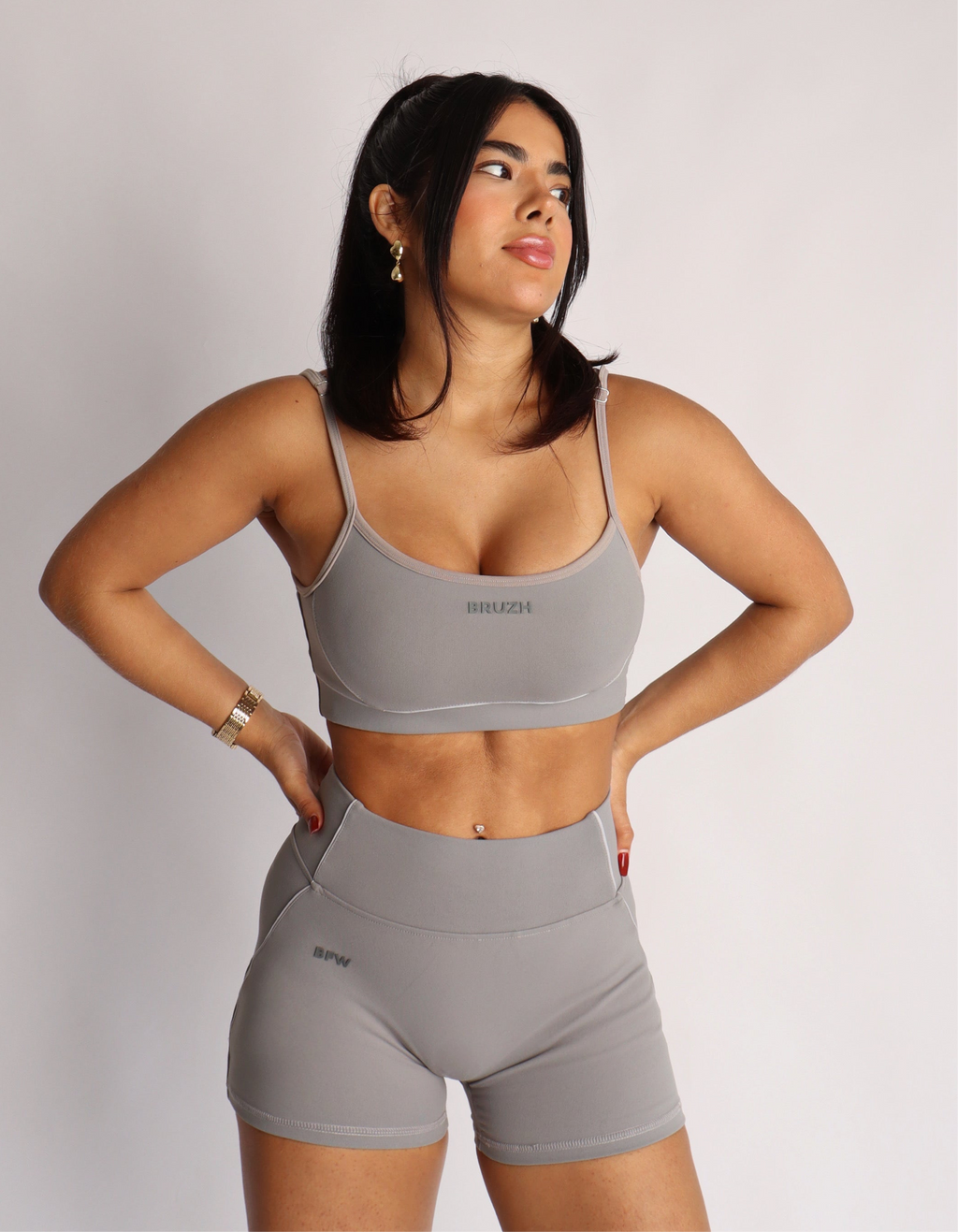 soft gray strappy bra