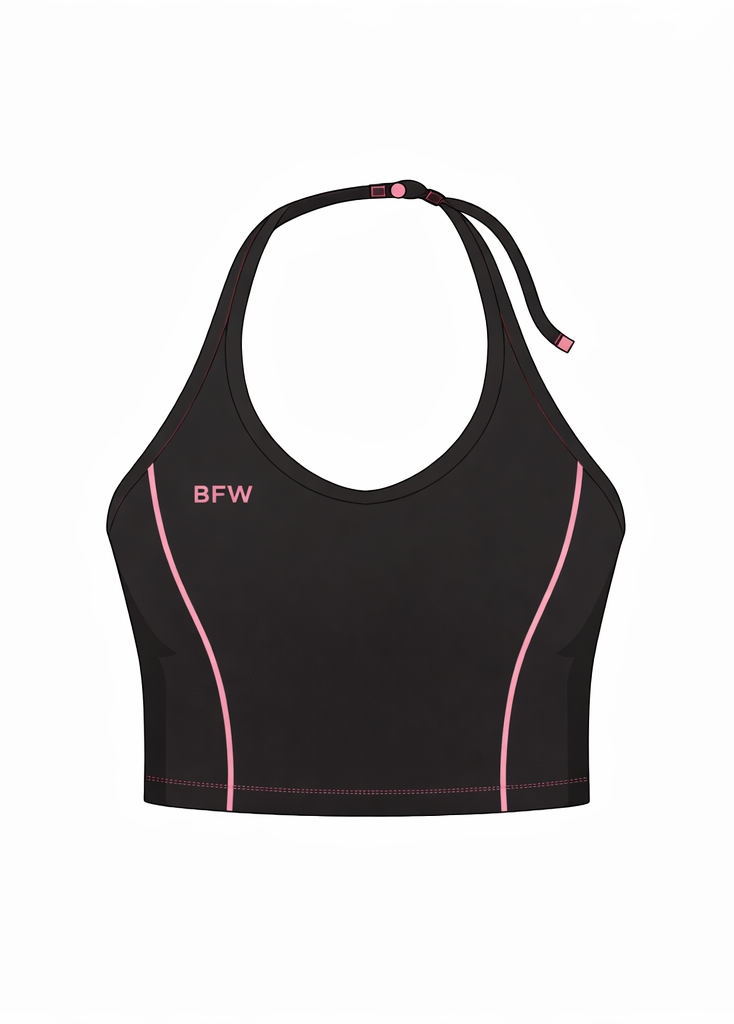 TOP HALTER BLACK PINK