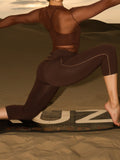 DARK BROWN FOLD OVER CAPRI LEGGIN