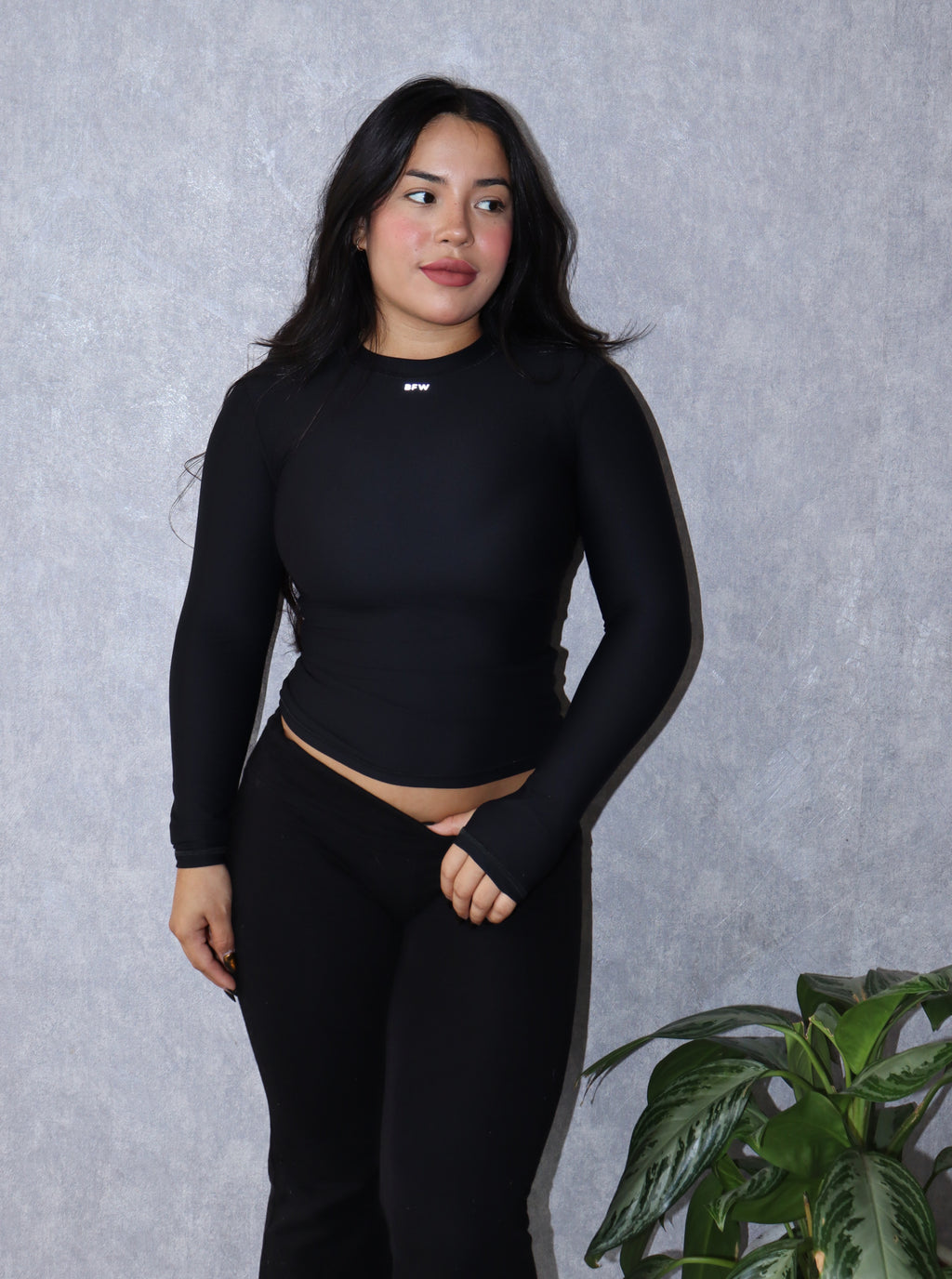 Camiseta deportiva manga larga negro