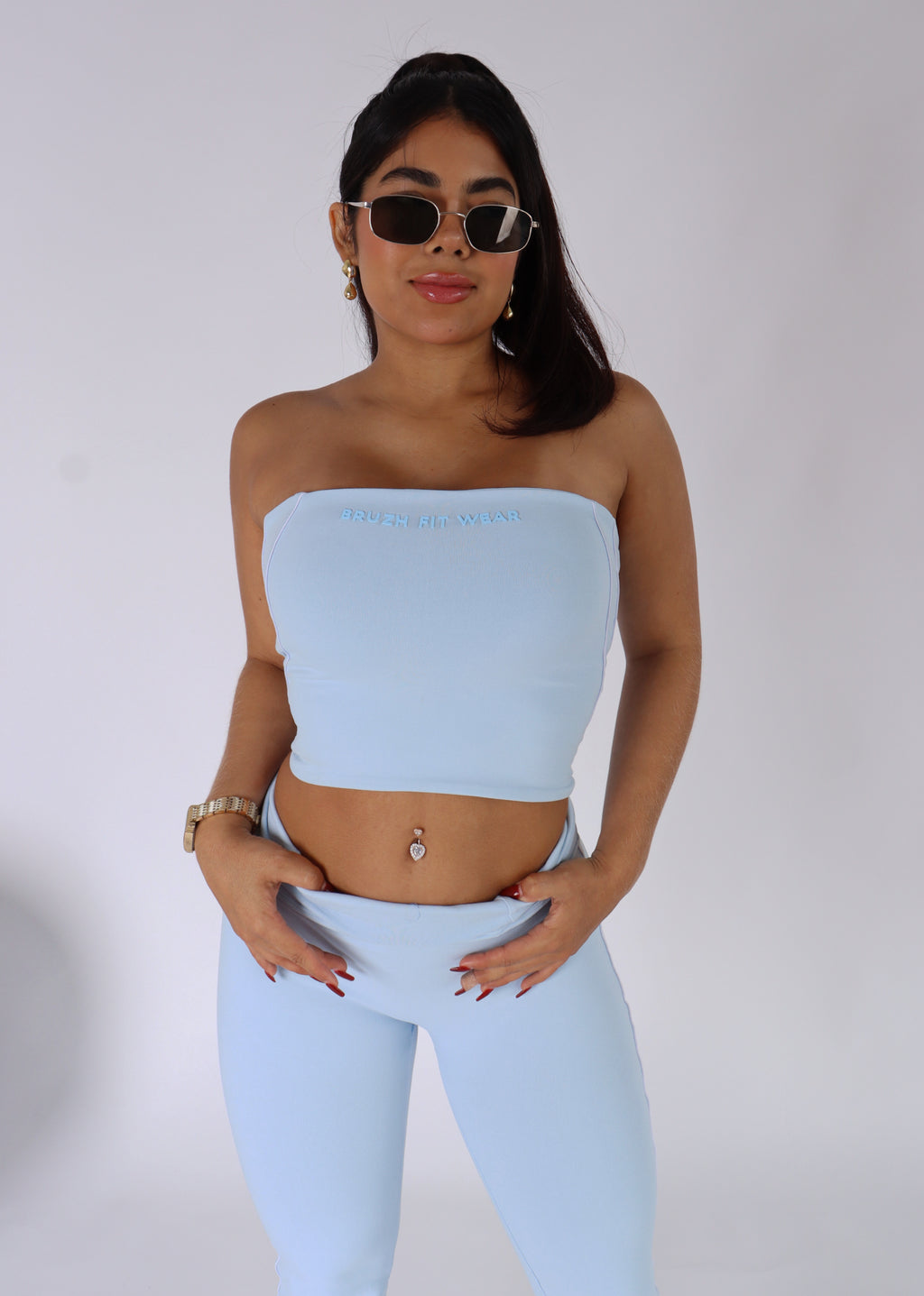 Soft baby blue strapple top
