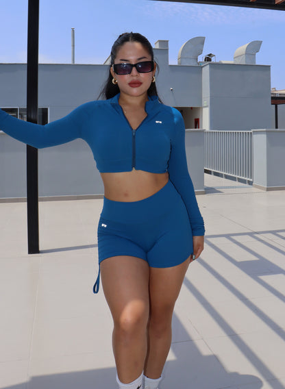 AQUA MARINE CROPPED GYM JACKET