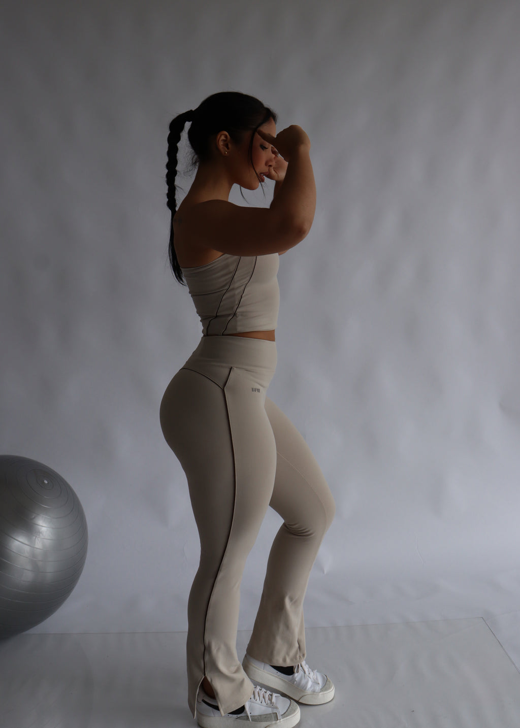 Soft beige strapple top