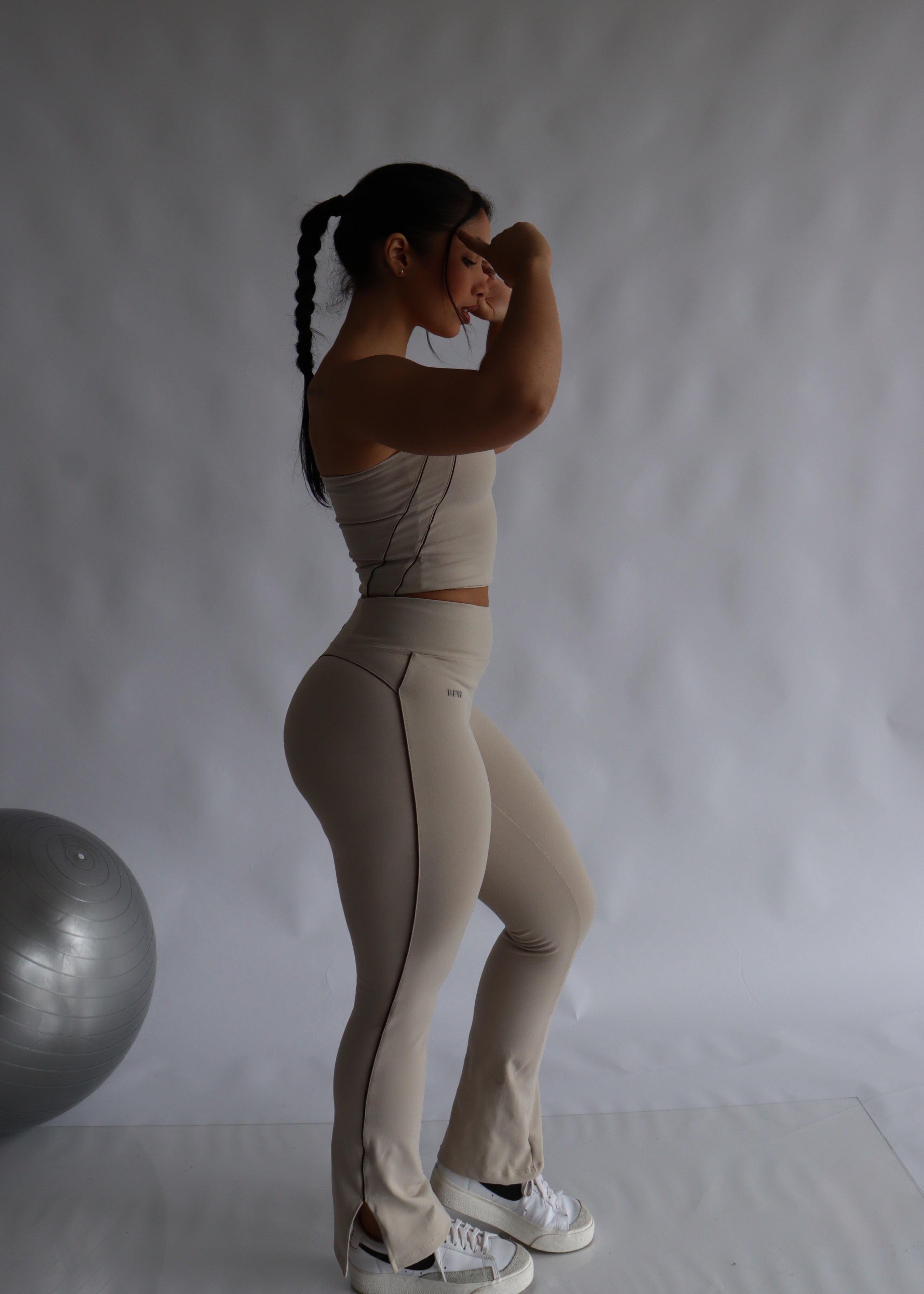 Soft beige strapple top