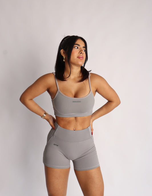 soft gray strappy bra