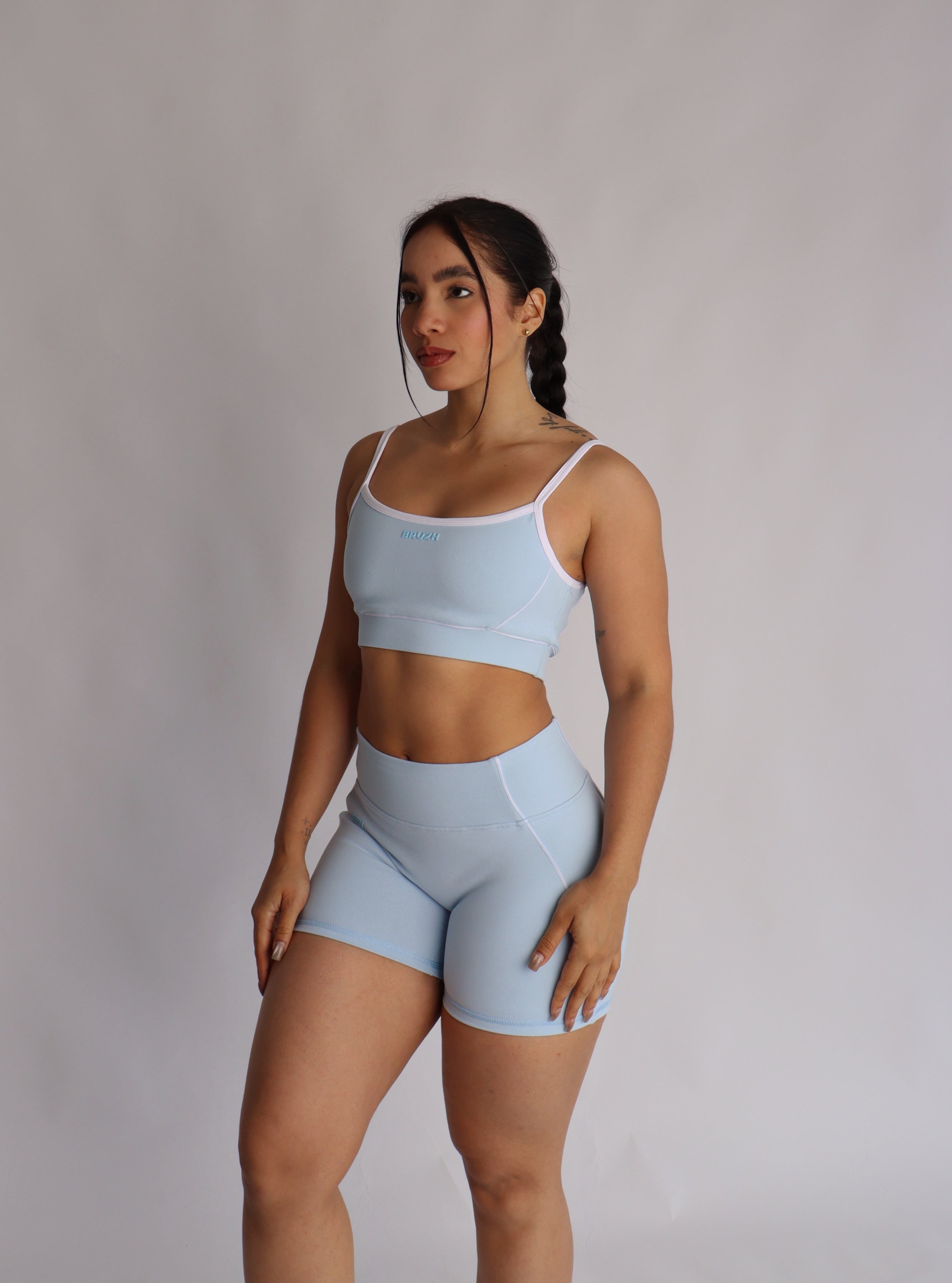 Soft baby blue contrast short