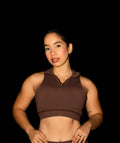 DARK BROWN ZIPPER TANK TOP