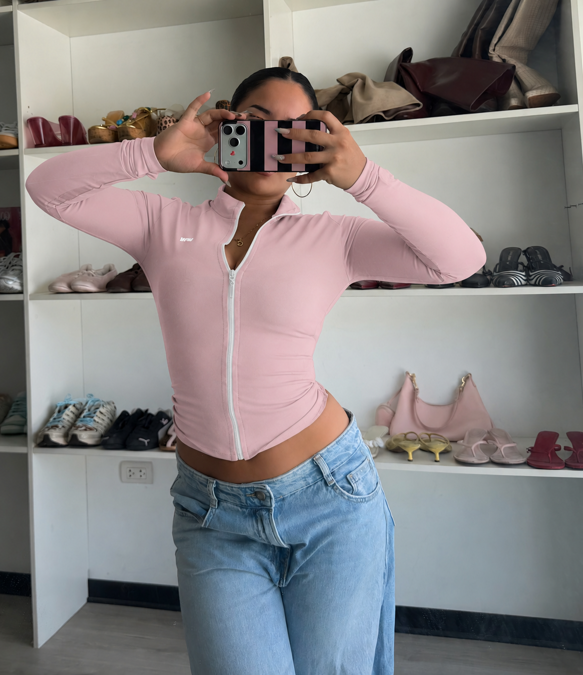 JACKET FAJA PALO ROSA + BLANCO
